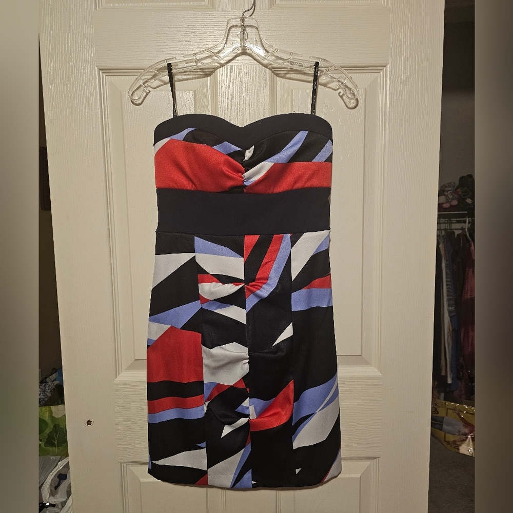 Xoxo Color Block Strapless Mini Dress sz 7